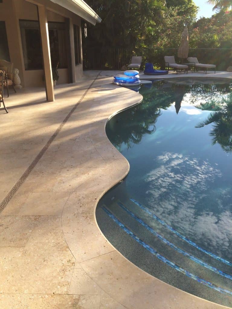 Atlantic Shell Stone Custom Radius Pool Coping, Brushed 08 2014