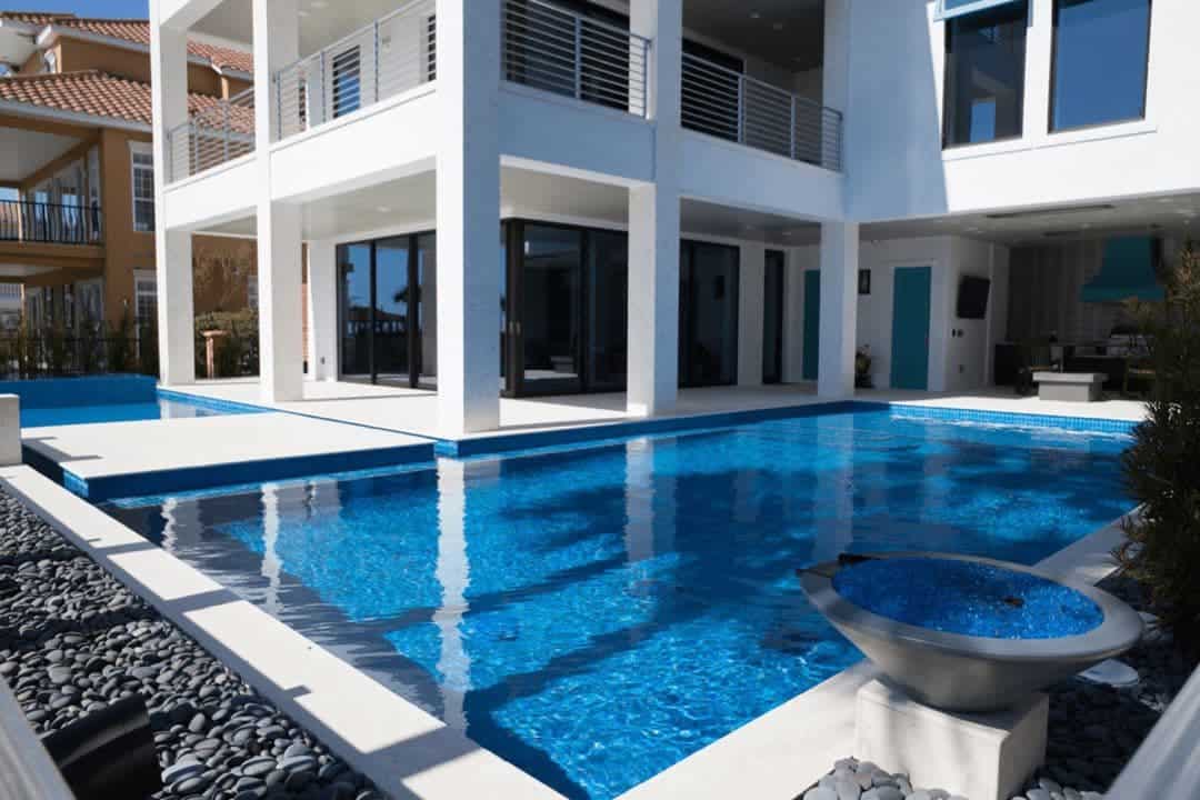 Ocean Reef White Coping, Deck And Columns, Brushed Slide