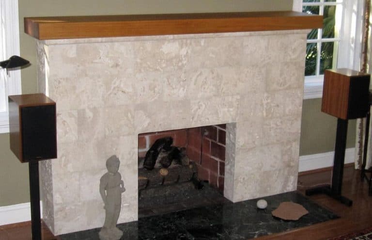 Select White Calypso Coral Saw Cut Unfilled Fireplace Cladding