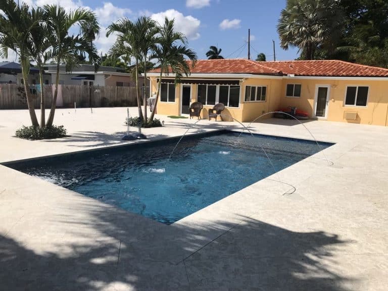 Shells Reef Beige, Brushed, 24x24 Pavers And Pool Coping